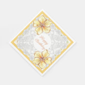 Serviette En Papier Hibiscus & dentelle JAUNE (Coin)