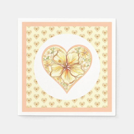 Serviette En Papier Hibiscus & dentelle JAUNE (Devant)
