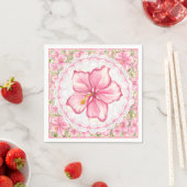 Serviette En Papier Hibiscus & dentelle PINK (En situation)