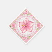 Serviette En Papier Hibiscus & dentelle PINK (Coin)