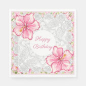 Serviette En Papier Hibiscus & dentelle PINK (Devant)