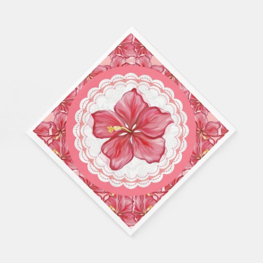 Serviette En Papier Hibiscus & dentelle RED (Coin)