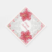 Serviette En Papier Hibiscus & dentelle RED (Coin)