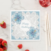 Serviette En Papier Hibiscus & dentelle TURQUOISE (En situation)