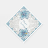 Serviette En Papier Hibiscus & dentelle TURQUOISE (Coin)