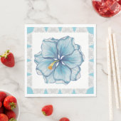 Serviette En Papier Hibiscus & dentelle TURQUOISE (En situation)