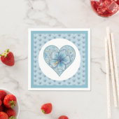 Serviette En Papier Hibiscus & dentelle TURQUOISE (En situation)