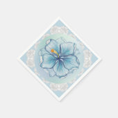 Serviette En Papier Hibiscus & dentelle TURQUOISE (Coin)