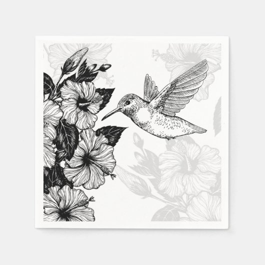 Serviette En Papier Hibiscus et colibri (Devant)