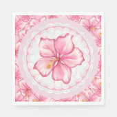 Serviette En Papier Hibiscus et dentelle ROSE (Devant)