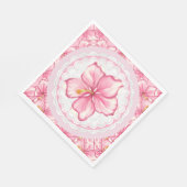 Serviette En Papier Hibiscus et dentelle ROSE (Coin)
