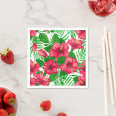 Serviette En Papier Hibiscus et palmiers feuilles (En situation)
