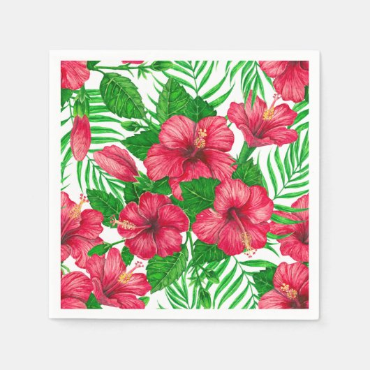 Serviette En Papier Hibiscus et palmiers feuilles (Devant)