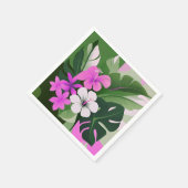 Serviette En Papier Hibiscus et Plumeria hawaïens modernes du milieu d (Coin)