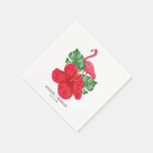 Serviette En Papier Hibiscus & Flamant rose Tropical Mariage papier se (Coin)