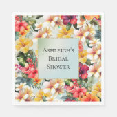 Serviette En Papier Hibiscus floral rouge tropical blanc jaune (Devant)