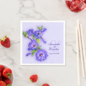Serviette En Papier hibiscus mariage bleu violet art personnalisé (En situation)