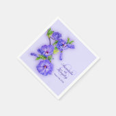 Serviette En Papier hibiscus mariage bleu violet art personnalisé (Coin)