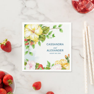 Serviette En Papier Hibiscus Mariage floral tropical