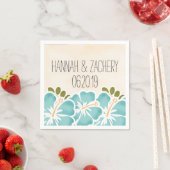Serviette En Papier Hibiscus Mariage hawaïen (En situation)