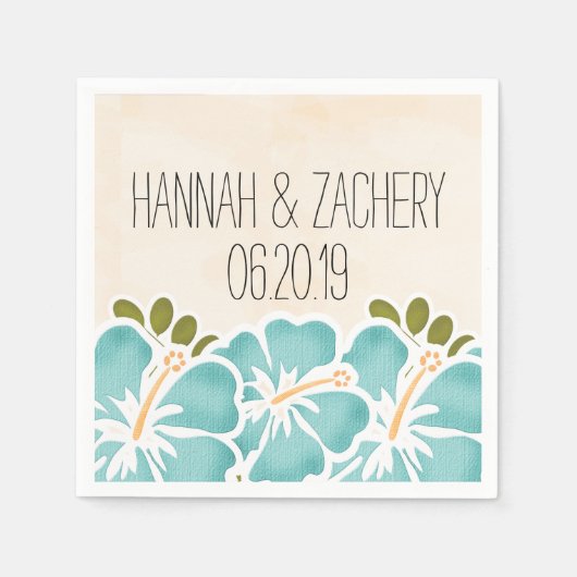 Serviette En Papier Hibiscus Mariage hawaïen (Devant)