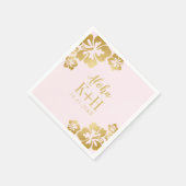 Serviette En Papier Hibiscus Or Aloha Monogramme (Coin)