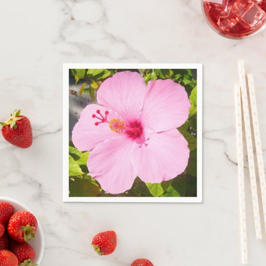Serviette En Papier Hibiscus rose Fleur tropicale (En situation)