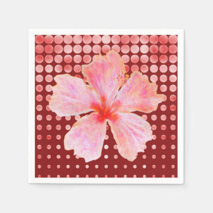 Serviette En Papier Hibiscus rose sur un Arrière - plan à pointes roug