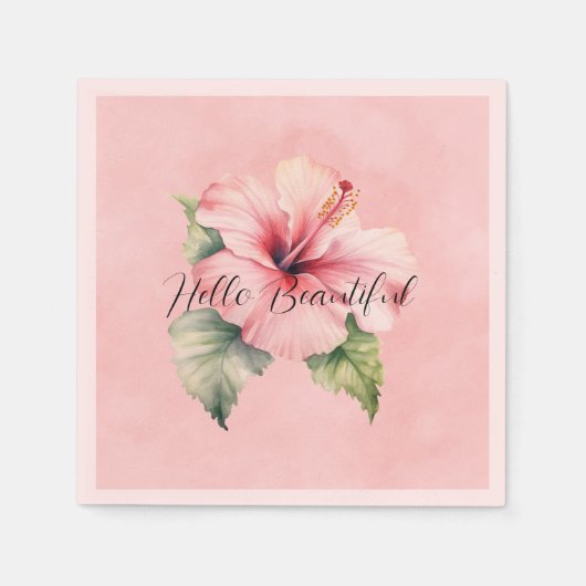Serviette En Papier Hibiscus rose tropical (Devant)