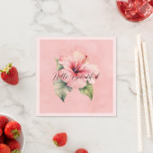 Serviette En Papier Hibiscus rose tropical (En situation)