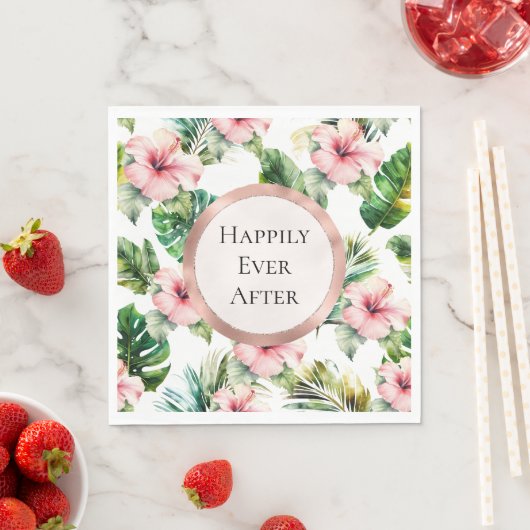 Serviette En Papier Hibiscus rose tropical Mariage floral (En situation)