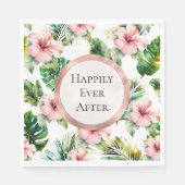 Serviette En Papier Hibiscus rose tropical Mariage floral (Devant)