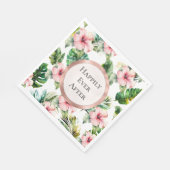 Serviette En Papier Hibiscus rose tropical Mariage floral (Coin)