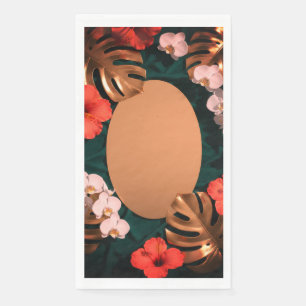 Serviette En Papier Hibiscus Rouge Tropical Botanique Floral de Luxe