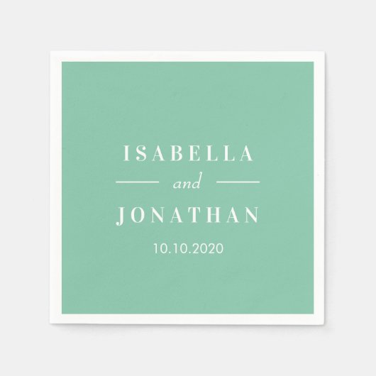 Serviette En Papier Hibiscus tropical | Cassic menthe mariage personna (Devant)