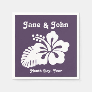 Serviette En Papier Hibiscus tropical dans des serviettes violettes