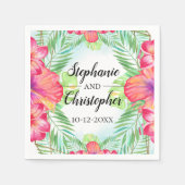 Serviette En Papier Hibiscus tropical Fleur d'aquarelle de plage Maria (Devant)