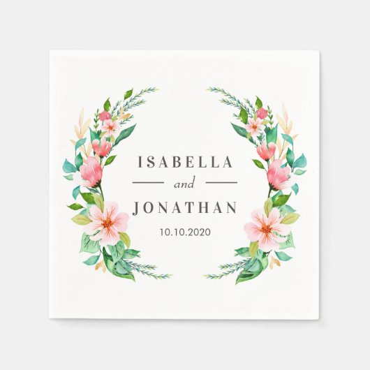 Serviette En Papier Hibiscus tropical | mariage tropical personnalisé (Devant)