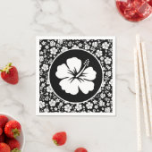Serviette En Papier Hibiscus tropical sur noir (En situation)