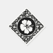 Serviette En Papier Hibiscus tropical sur noir (Coin)