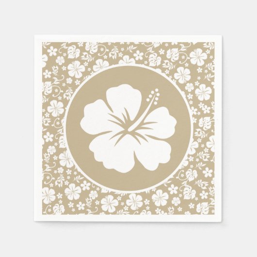 Serviette En Papier Hibiscus tropical sur Tan (Devant)