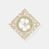 Serviette En Papier Hibiscus tropical sur Tan (Coin)