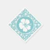 Serviette En Papier Hibiscus tropical sur Turquoise (Coin)