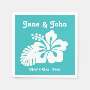 Serviette En Papier Hibiscus tropicaux en serviettes turquoise