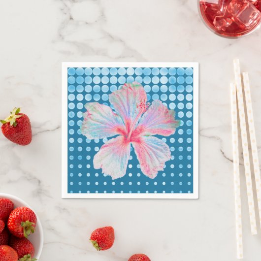 Serviette En Papier Hibiscus turquoise (En situation)