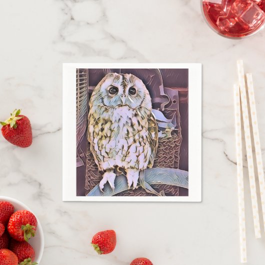 SERVIETTE EN PAPIER HIBOU (En situation)