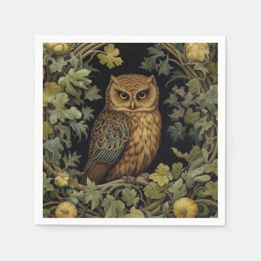 Serviette En Papier hibou Art nouveau dans la forêt (Devant)