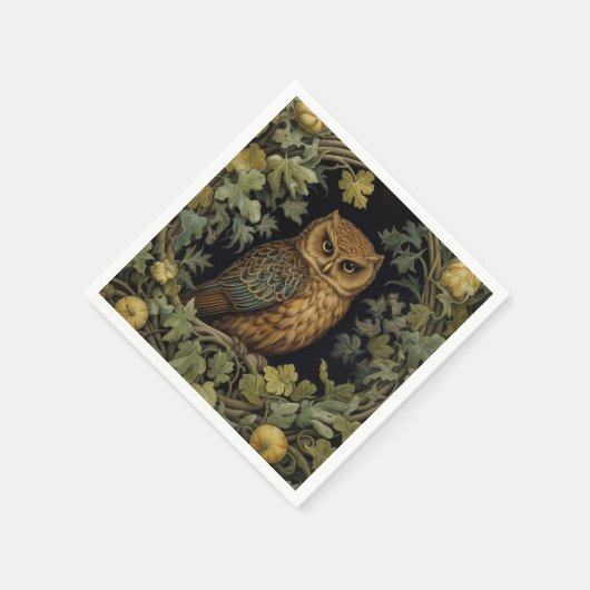 Serviette En Papier hibou Art nouveau dans la forêt (Coin)