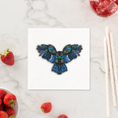 Serviette En Papier Hibou bleu (En situation)