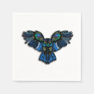 Serviette En Papier Hibou bleu